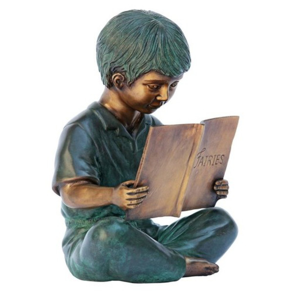 Story Book Boy Bronze Garden Statue Scholar Tribute to Schools Learning